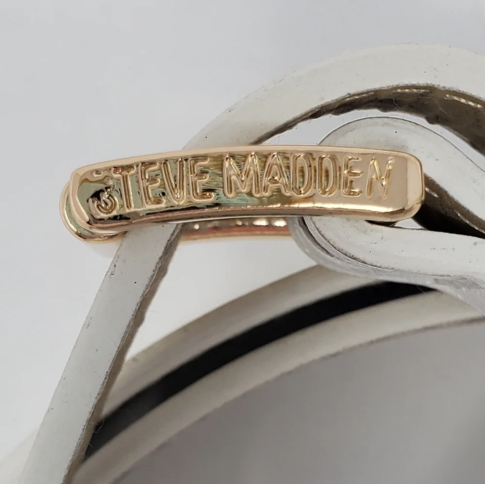 STEVE MADDEN WHITE FAUX LEATHER SKINNY BELT GOLD BUCKLE WOMEN SIZE 2X XXL